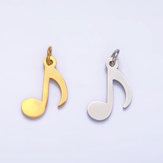 Gold Stainless Steel Dainty Music Note Pendant, Musical Note Charm Music Lovers Gift Jewelry Making Supply Necklace Bracelet P1364
