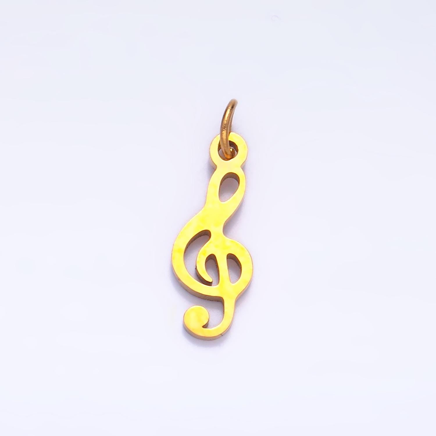 Gold Stainless Steel Dainty Music G Clef Pendant, Musical Note Charm Music Lovers Gift Jewelry Making Supply Necklace Bracelet P1272