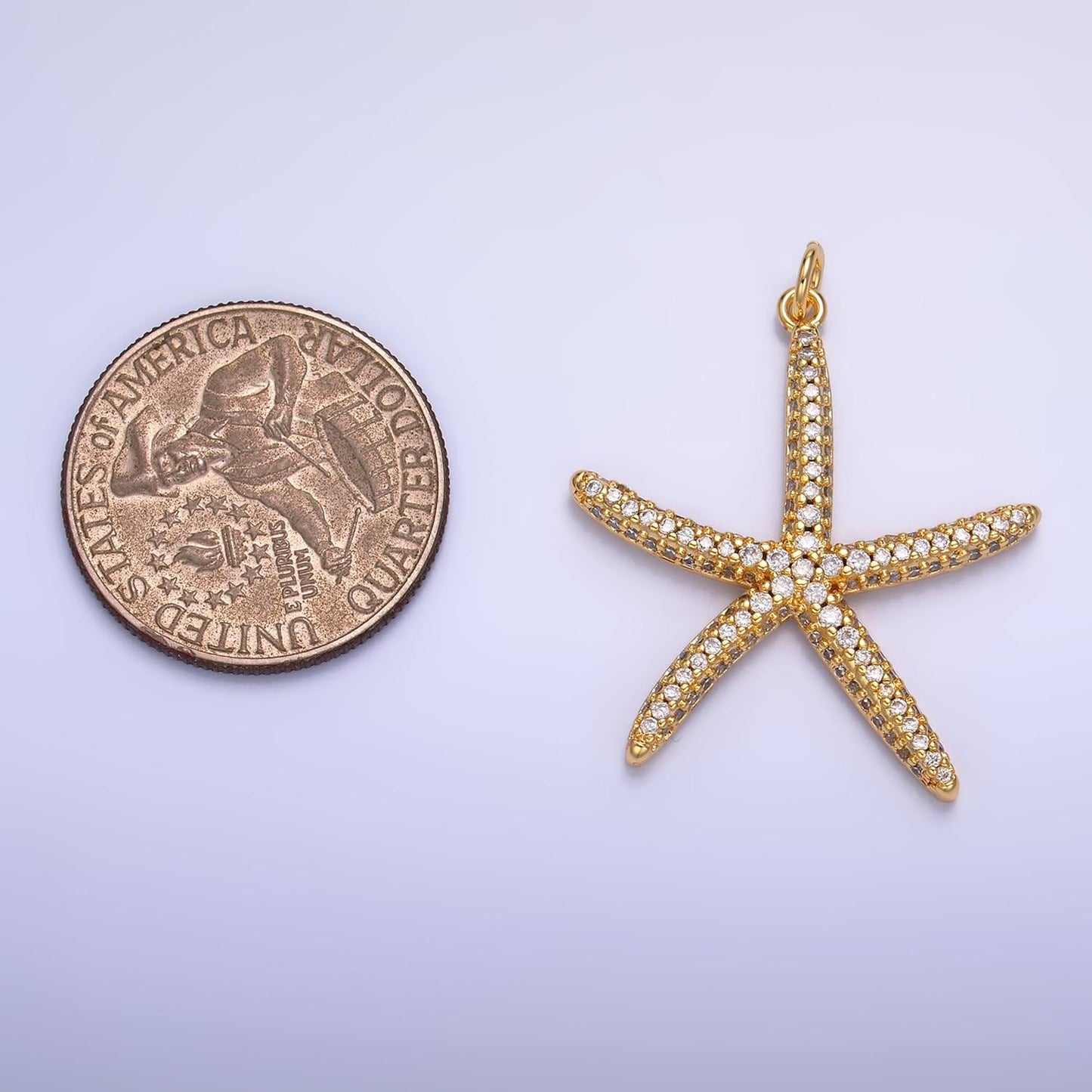 Cubic Gold Starfish Charms 24K Gold Filled Sea star Pendant Under The Sea Charm Bracelet Necklace for DIY Jewelry Making Supply W247