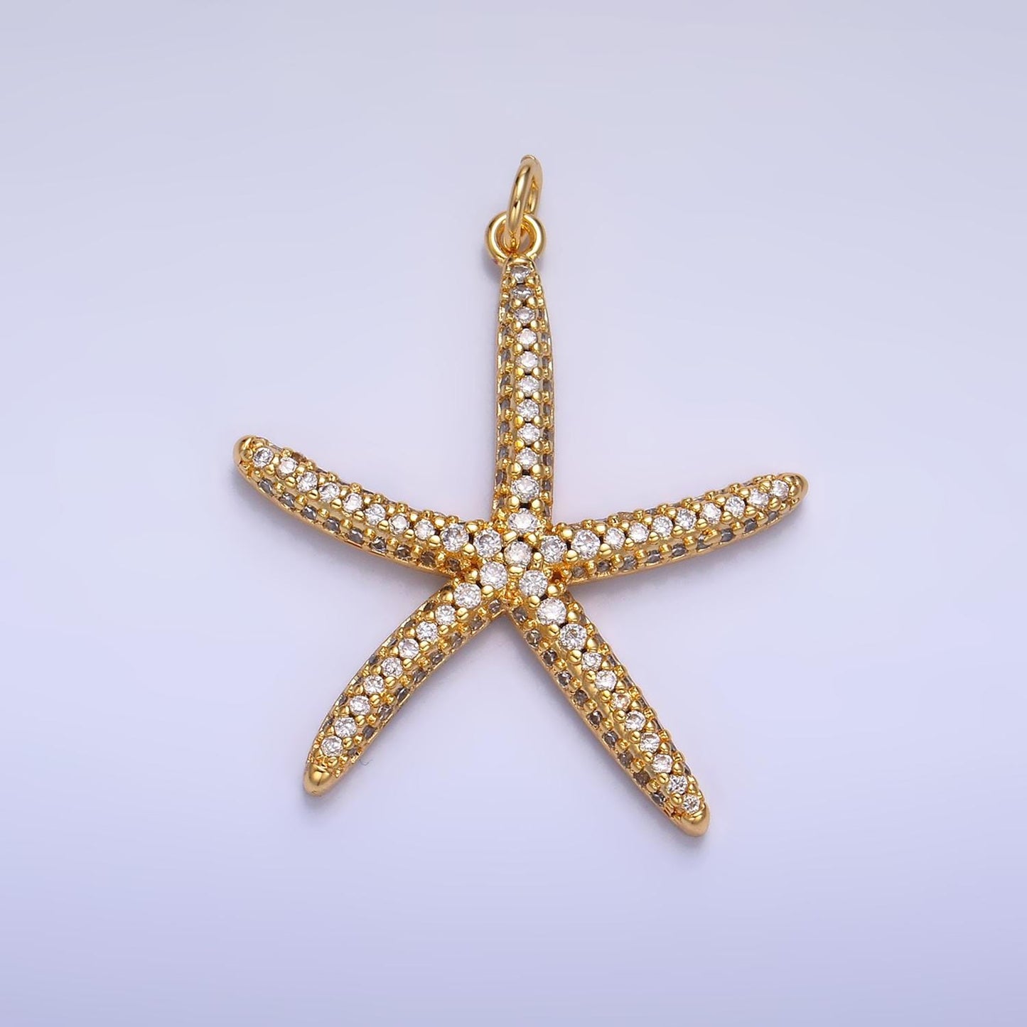 Cubic Gold Starfish Charms 24K Gold Filled Sea star Pendant Under The Sea Charm Bracelet Necklace for DIY Jewelry Making Supply W247