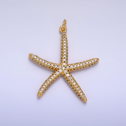 Cubic Gold Starfish Charms 24K Gold Filled Sea star Pendant Under The Sea Charm Bracelet Necklace for DIY Jewelry Making Supply W247