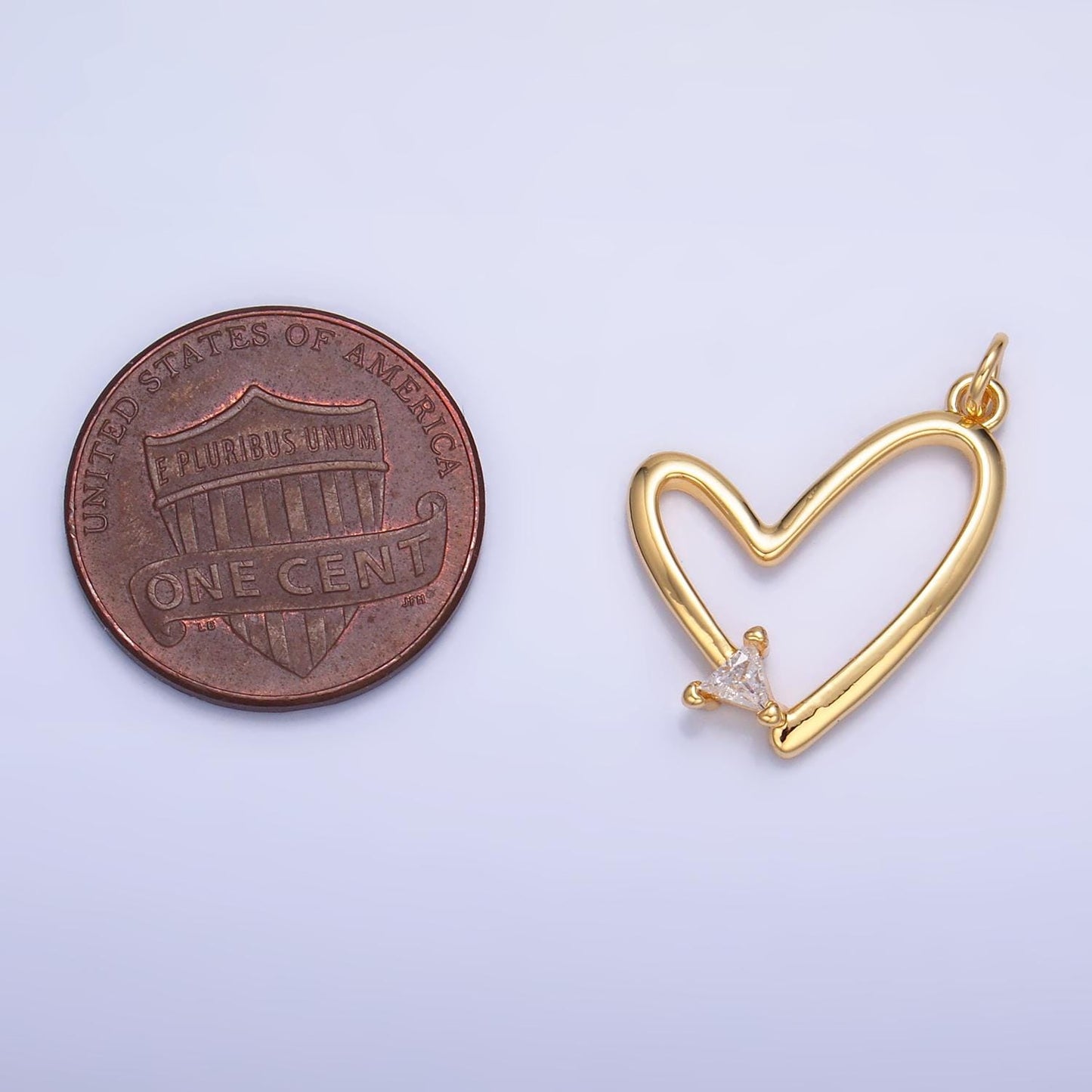 Gold Heart Charms 24K Gold Filled Open Heart Pendant with Micro Pave CZ Charm Bracelet Necklace for DIY Jewelry Making Supply W352
