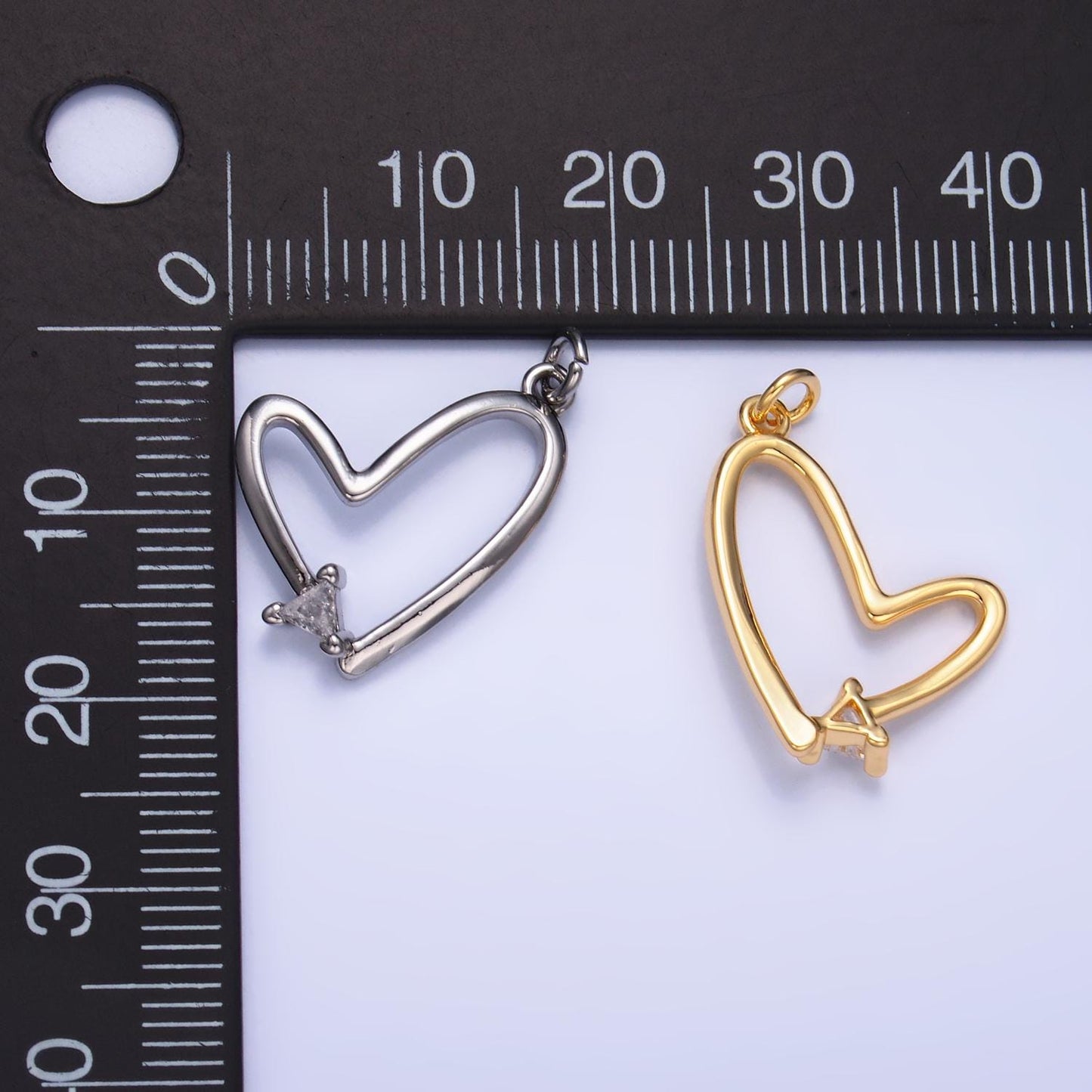 Gold Heart Charms 24K Gold Filled Open Heart Pendant with Micro Pave CZ Charm Bracelet Necklace for DIY Jewelry Making Supply W352