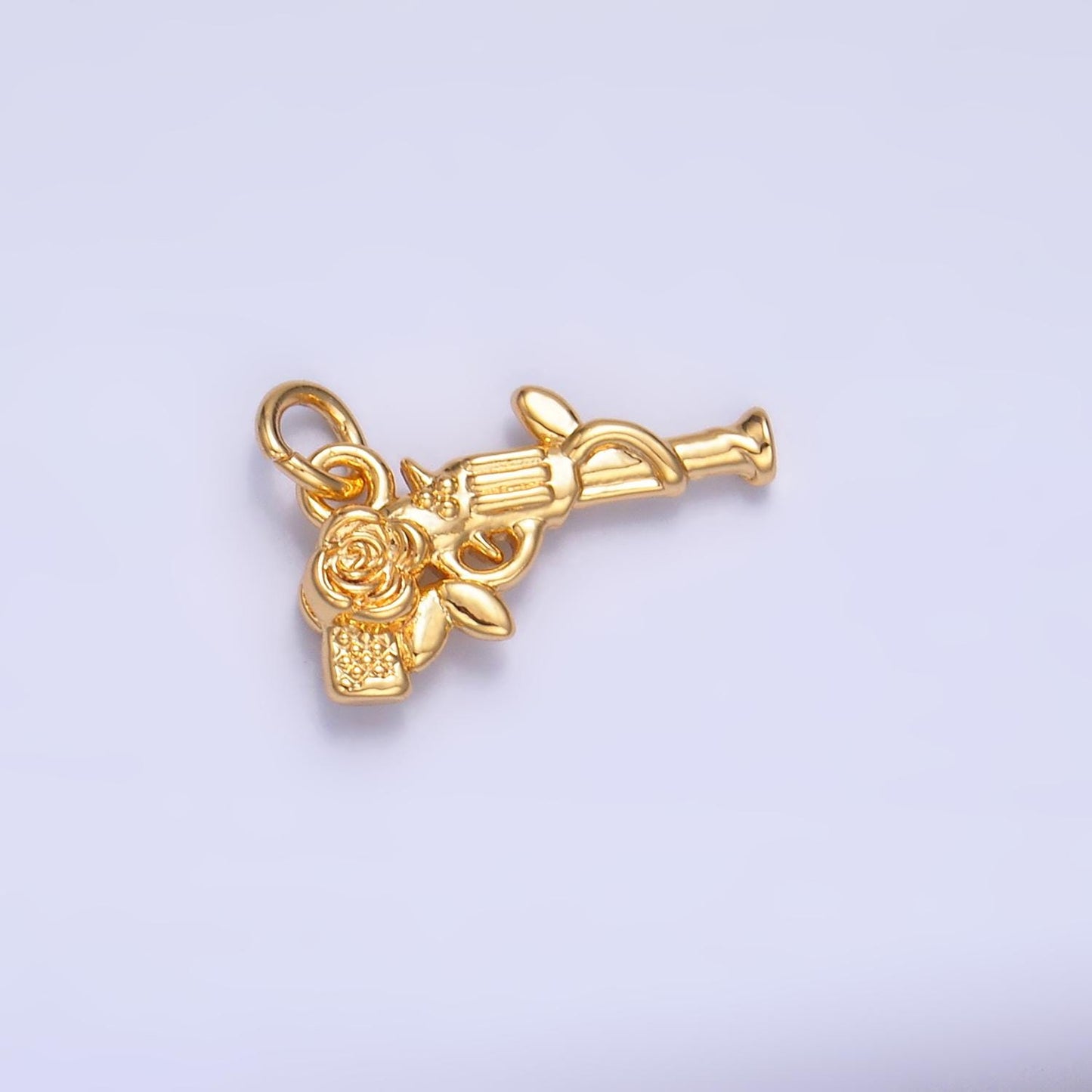 Gold Pistol Charms 24K Gold Filled Gun and Rose Charm Pendant Gun Charm Bracelet Necklace for DIY Jewelry Making Supply W345