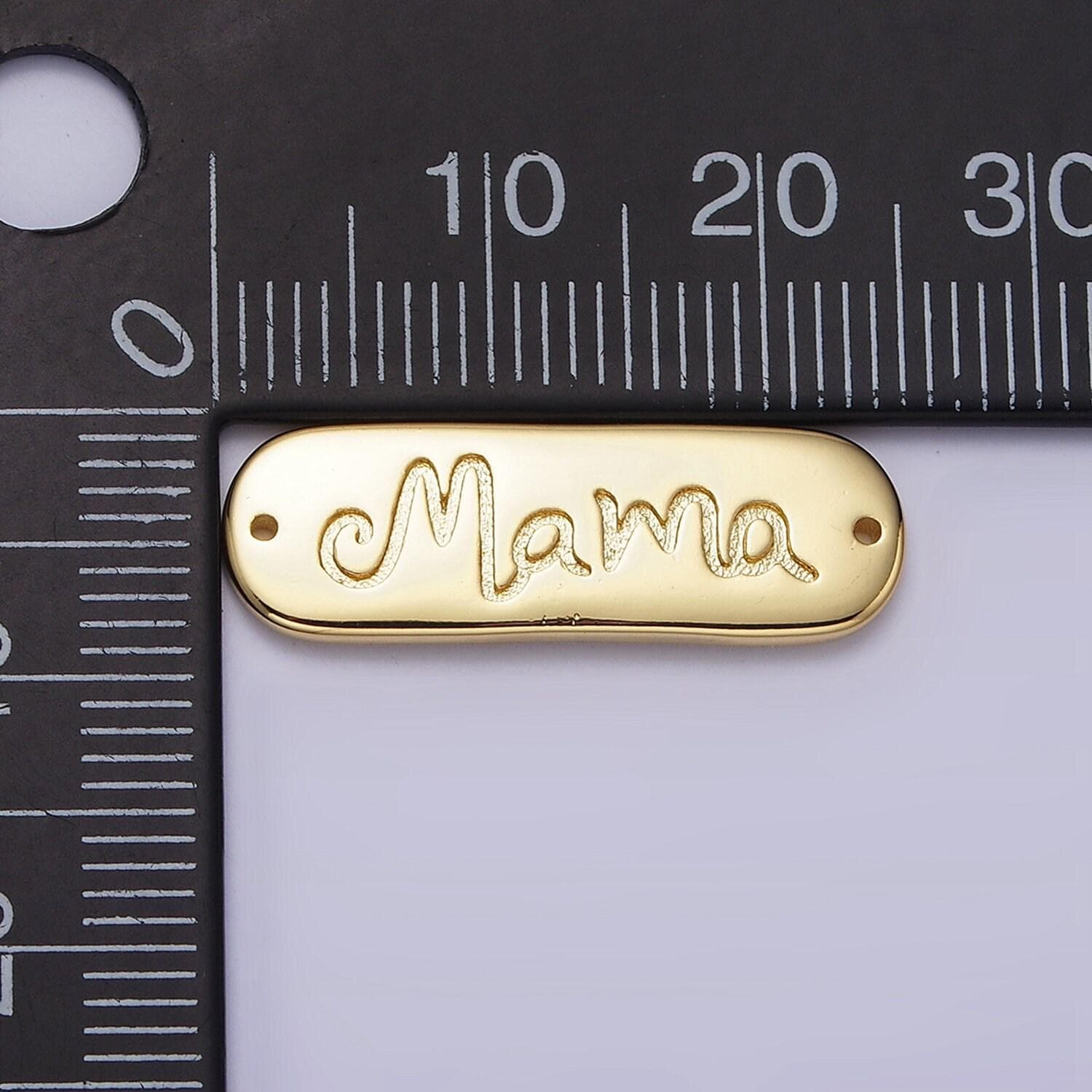 24k gold filled 25mm "mama" handwritten script tag connector for bracelet component | y754