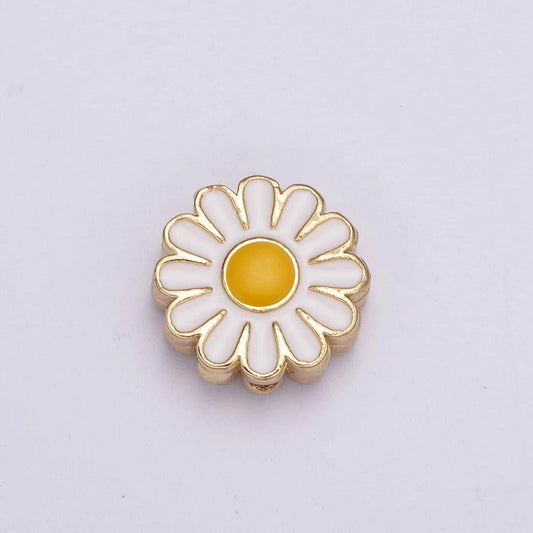 Dainty daisy flower bead spacer pretty white flower enamel bead spacer for bracelet component