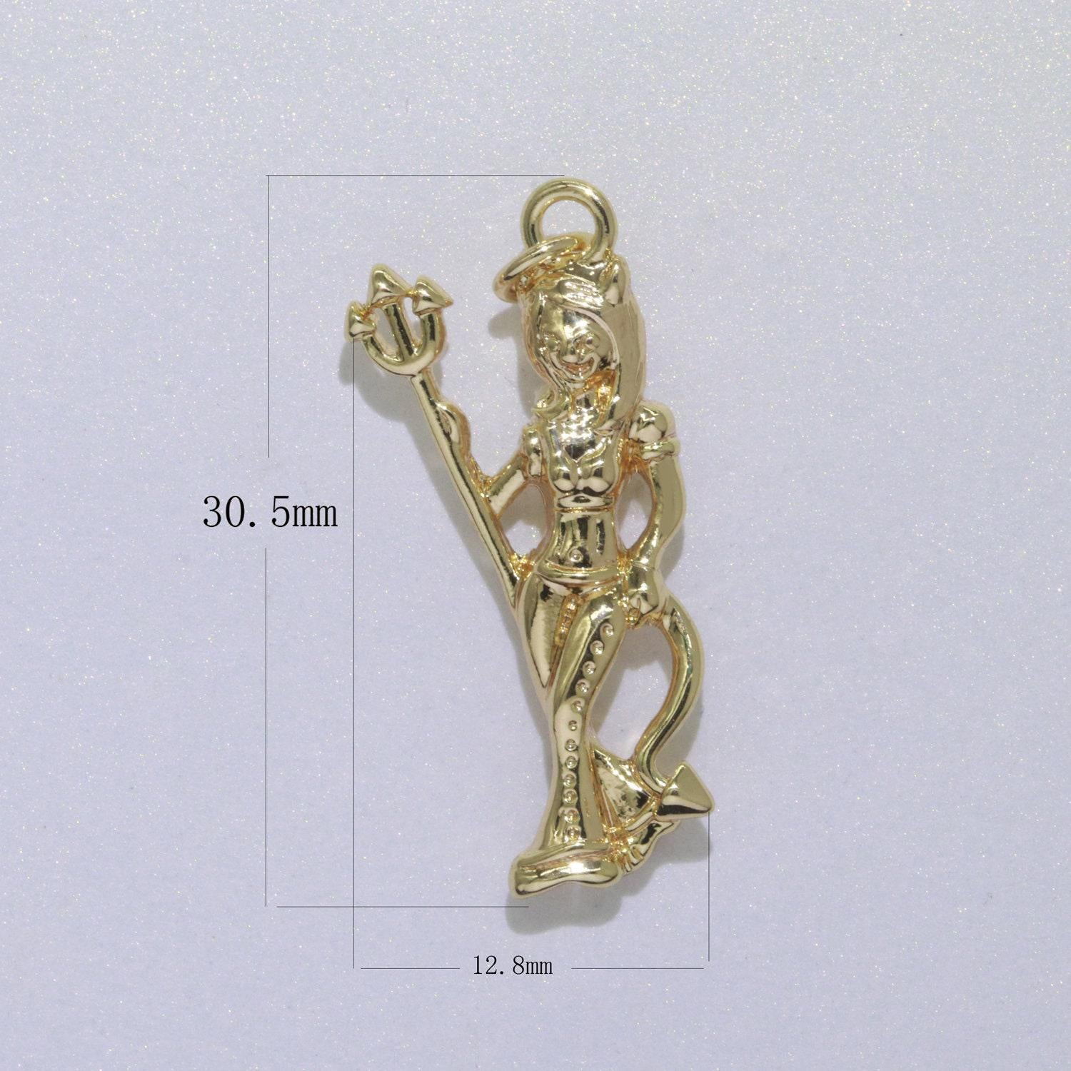 Bad girl charm sexy charm devil girl with trident for bracelet necklace earring component e877