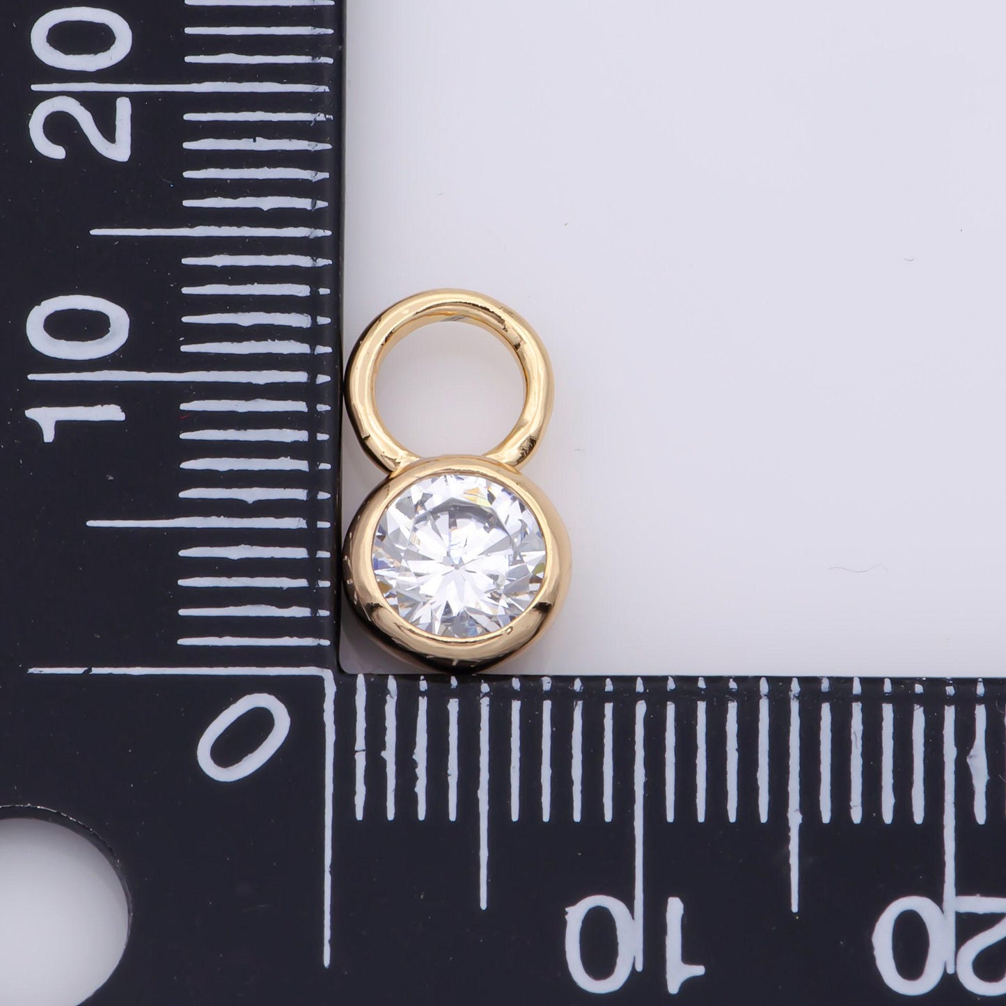14k gold filled micro pave cz geometric pendant charm mini clear cz circle bezel cut pendant charm with large hole m482