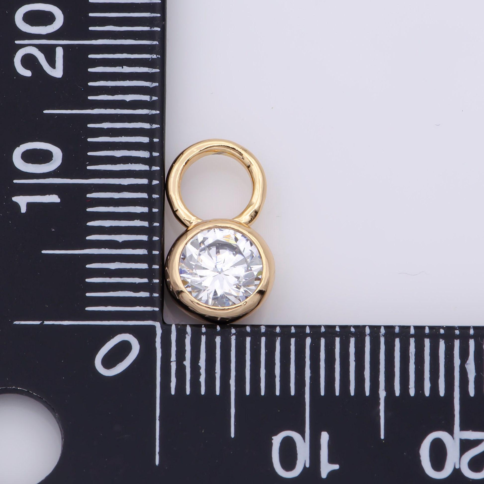 14k gold filled micro pave cz geometric pendant charm mini clear cz circle bezel cut pendant charm with large hole m482