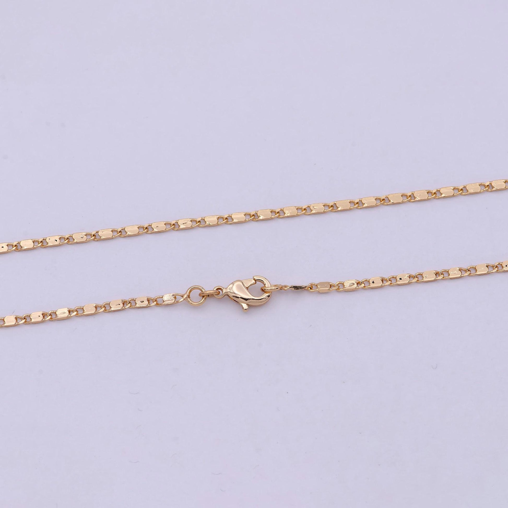 18k gold filled chain necklace, fine scroll gold chain, simple gold necklace, thin plain women's necklace 18 inch long | wa-531