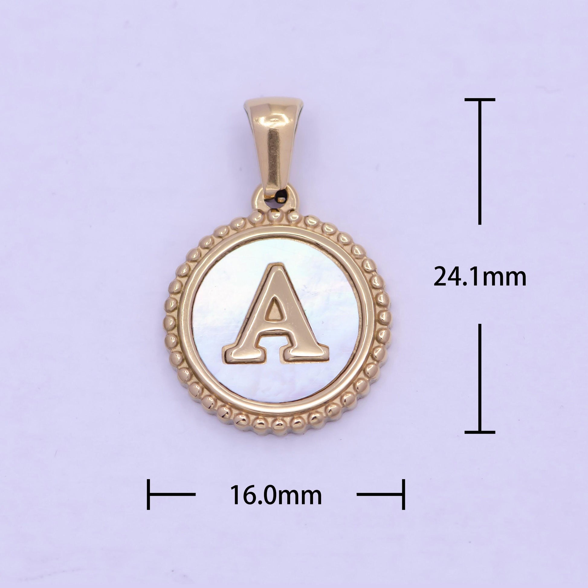 Gold initial letter necklace pendant gold alphabet charm mother of pearl letter minimalist jewelry mop coin pendant for necklace bracelet