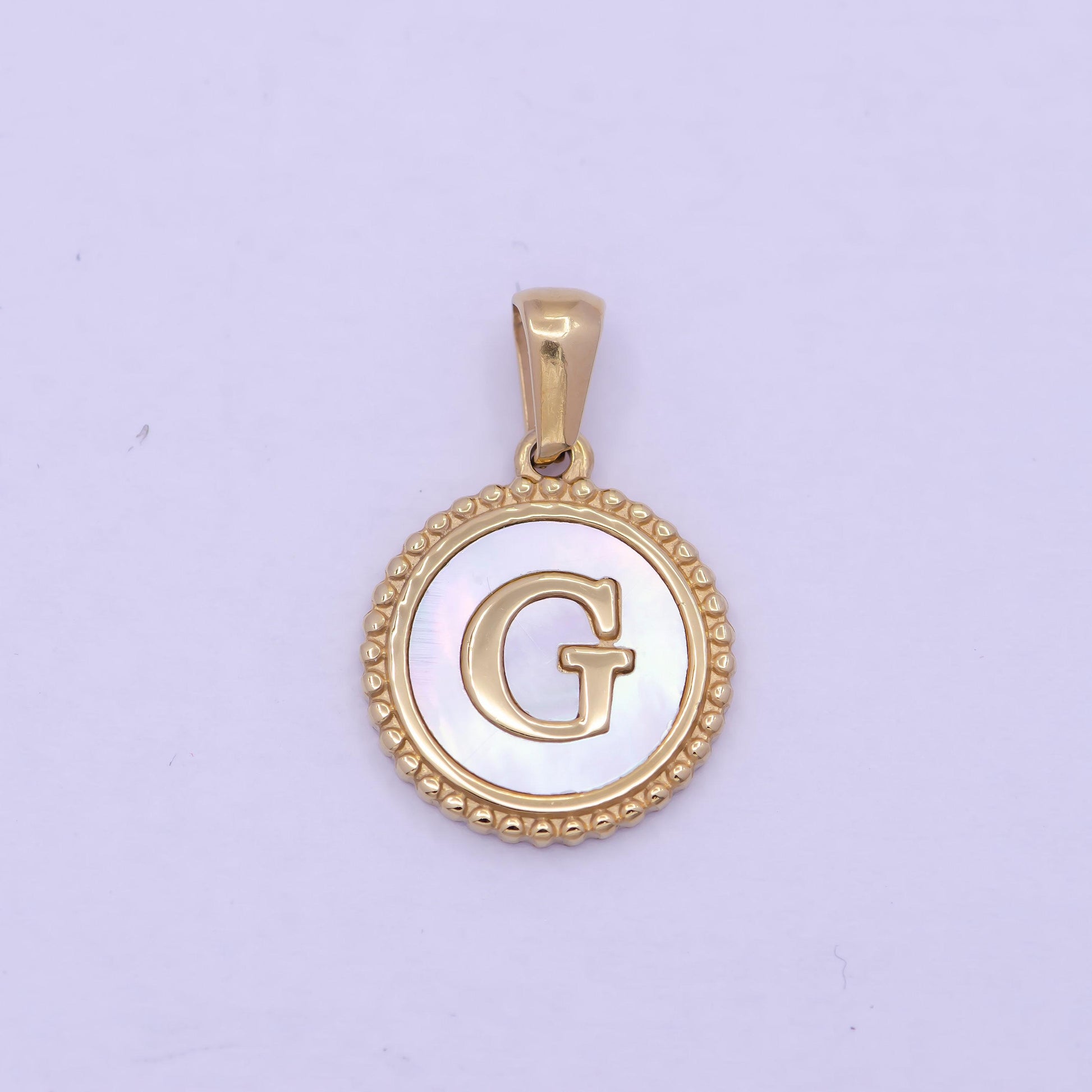 Gold initial letter necklace pendant gold alphabet charm mother of pearl letter minimalist jewelry mop coin pendant for necklace bracelet