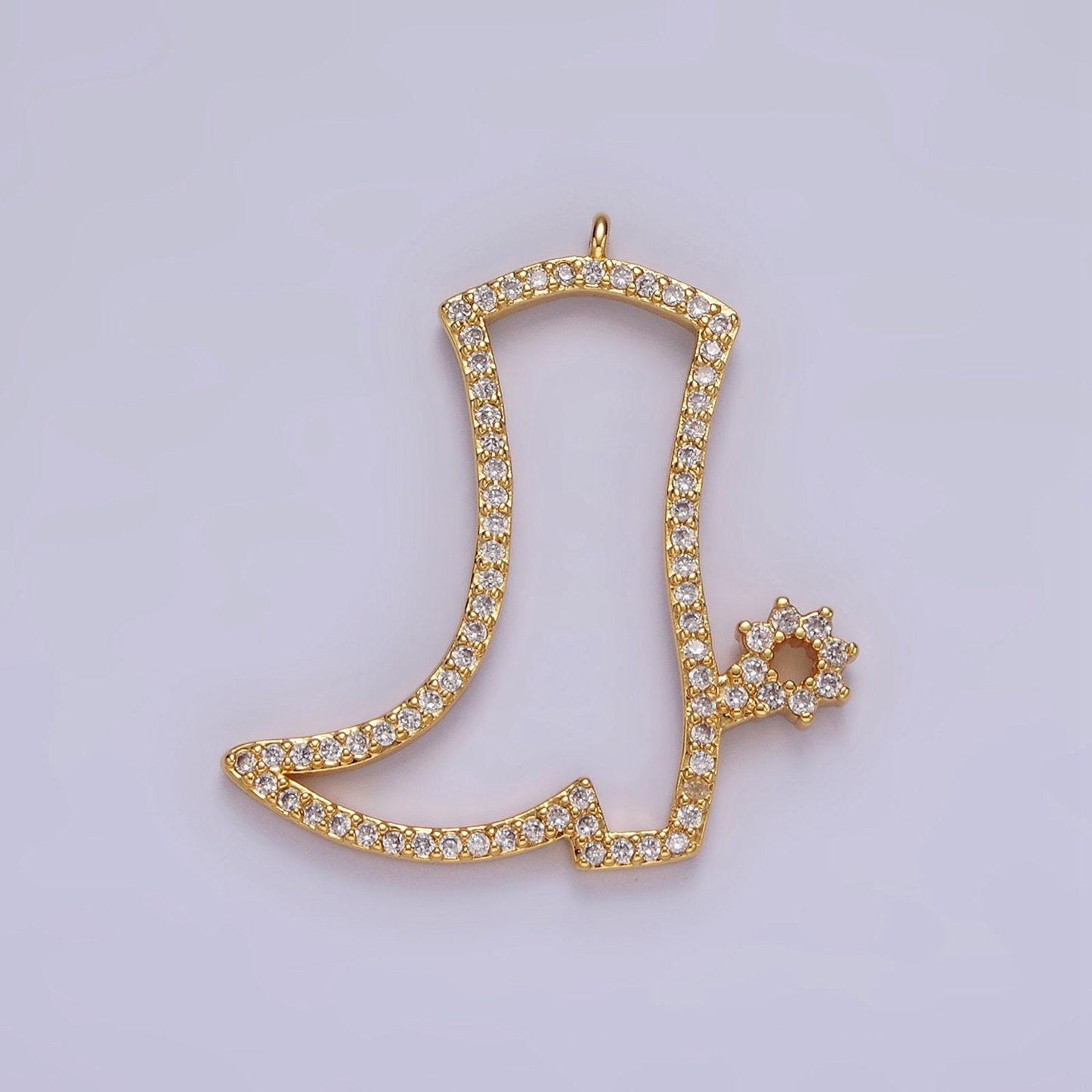 14k gold filled open micro paved cz cowboy boots shoe charm | ac822
