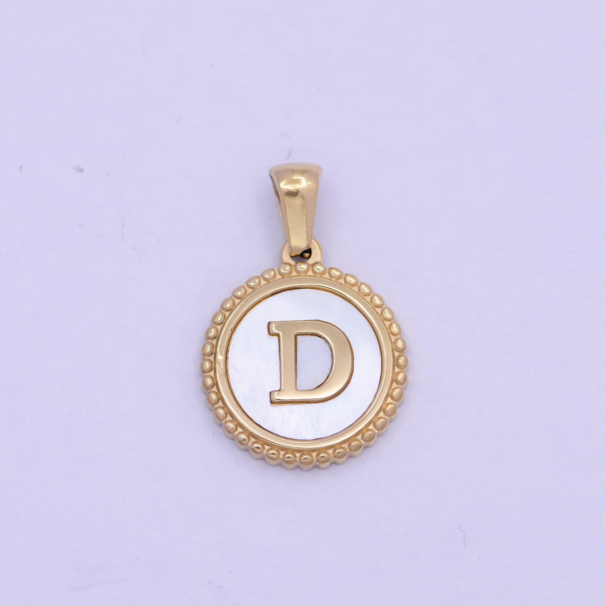 Gold initial letter necklace pendant gold alphabet charm mother of pearl letter minimalist jewelry mop coin pendant for necklace bracelet