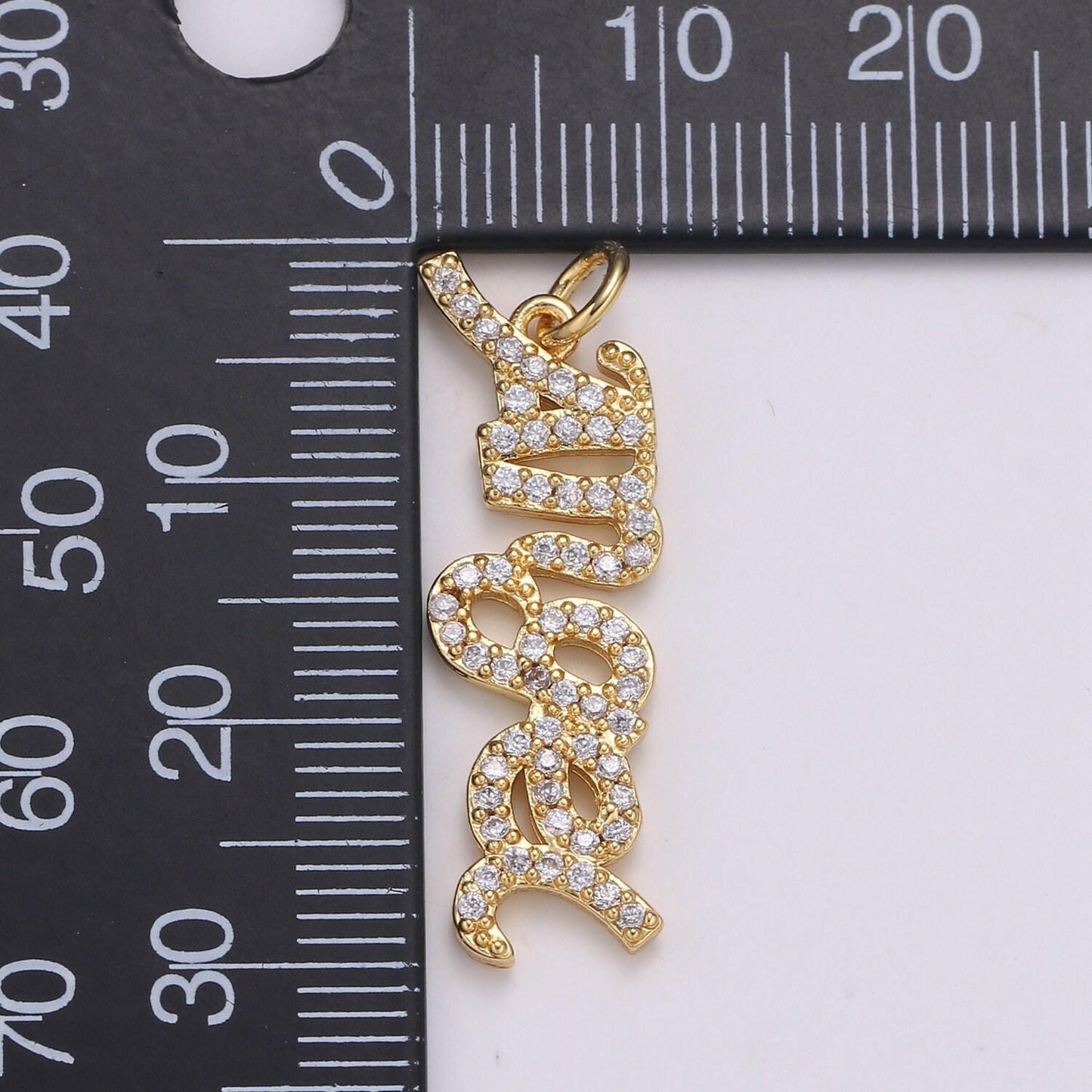 1pc angel letters gold charm, micro pave cubic zirconia pendant charm, dainty charm, for diy jewelry, gold color, chgf-2173