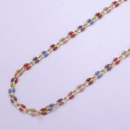 Fall season enamel chain for jewelry making supply permanent jewelry seasonal chain bracelet anklet necklace gold dainty unfinished chain