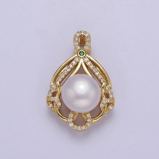 Mini vintage style pearl charm for bracelet necklace component j-447