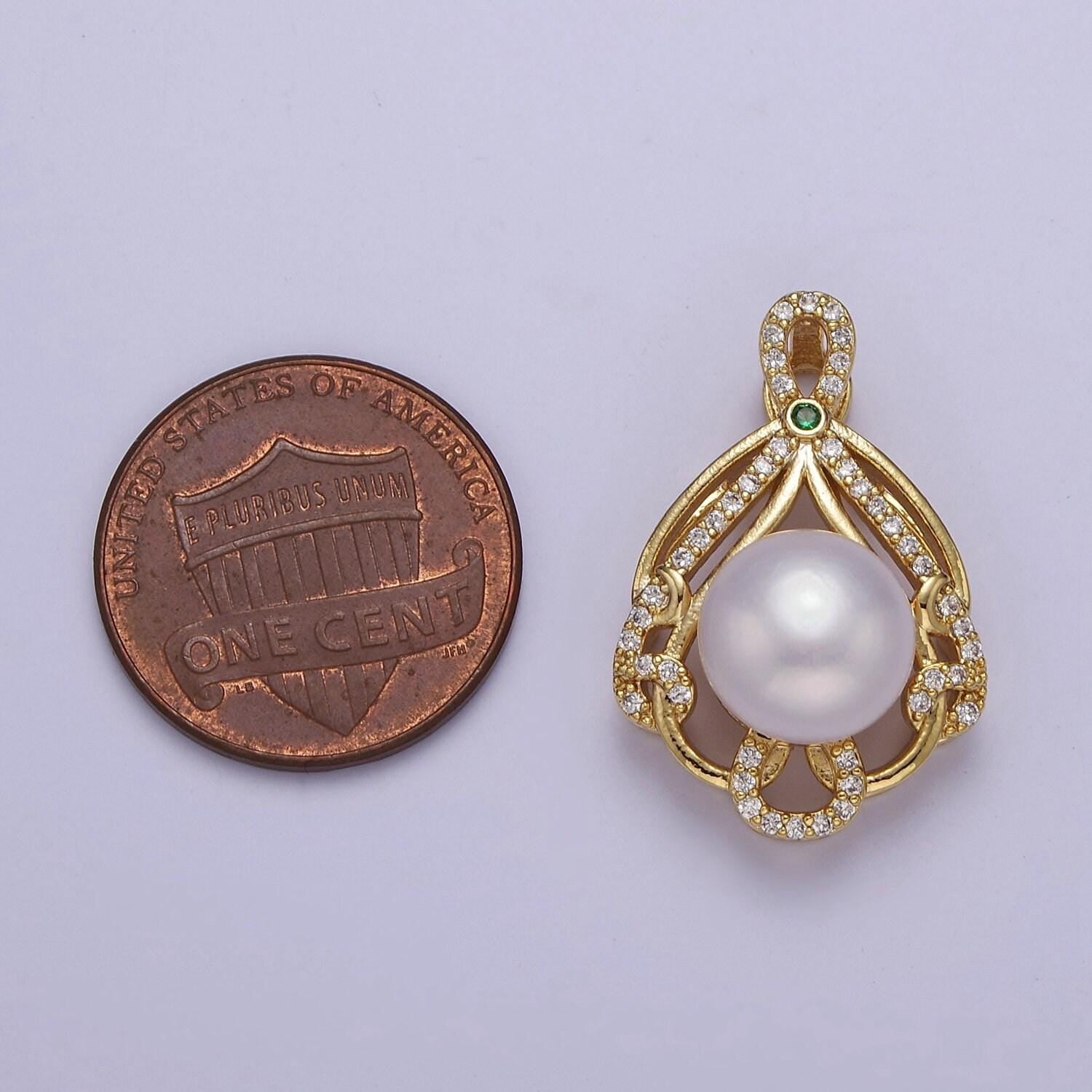 Mini vintage style pearl charm for bracelet necklace component j-447