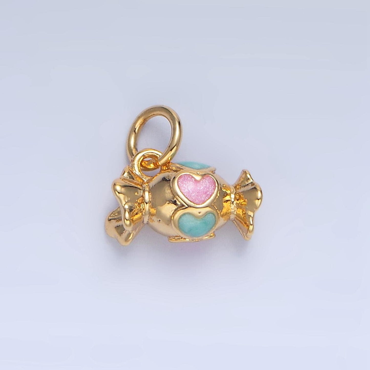 Enamel heart wrap candy 24k gold filled candy charm | x-832