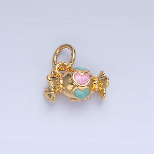 Enamel heart wrap candy 24k gold filled candy charm | x-832