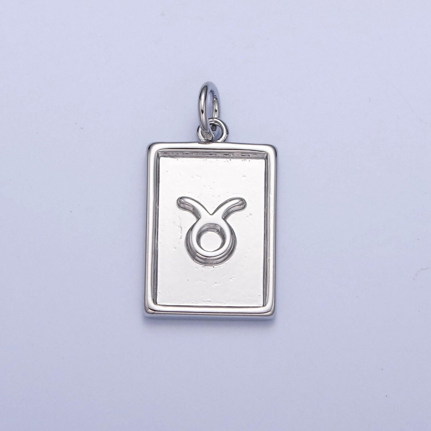 Silver small rectangular zodiac charms white gold-filled astrological zodiac signs, zodiac symbols, birthday, horoscope charm a1433-a1438