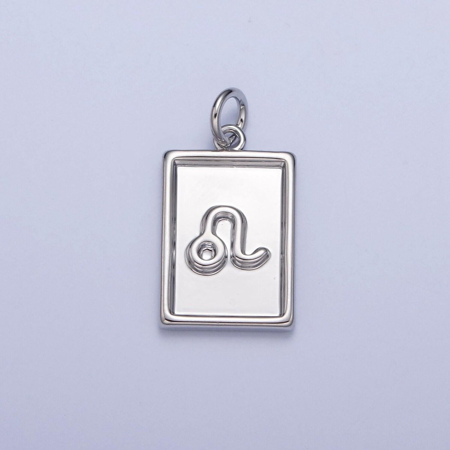 Silver small rectangular zodiac charms white gold-filled astrological zodiac signs, zodiac symbols, birthday, horoscope charm a1433-a1438
