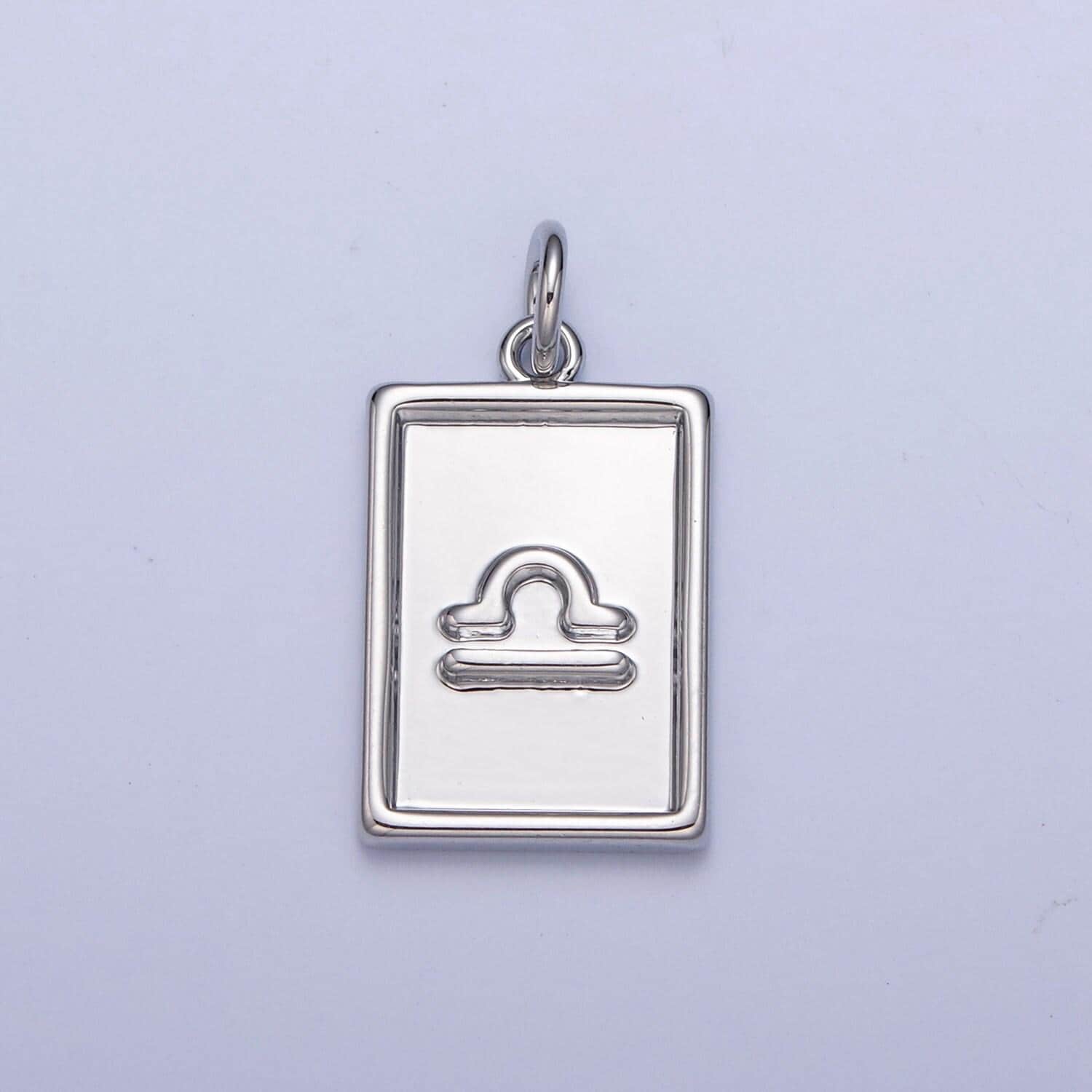 Silver small rectangular zodiac charms white gold-filled astrological zodiac signs, zodiac symbols, birthday, horoscope charm a1433-a1438