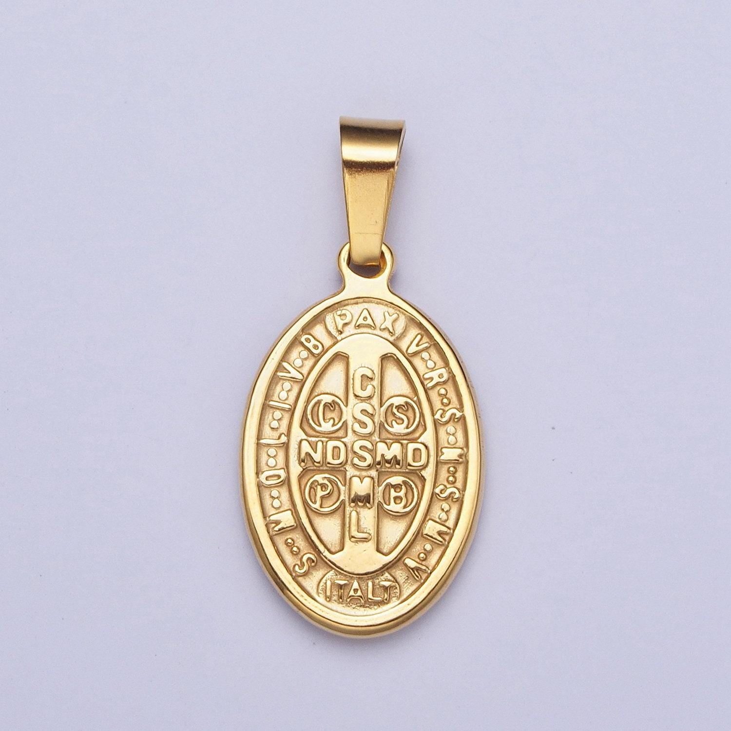 Double-sided gold virgin mary religious prayer pendant, 24k gold filled stainless steel lady of guadalupe w. prayers medallion charm | x-654