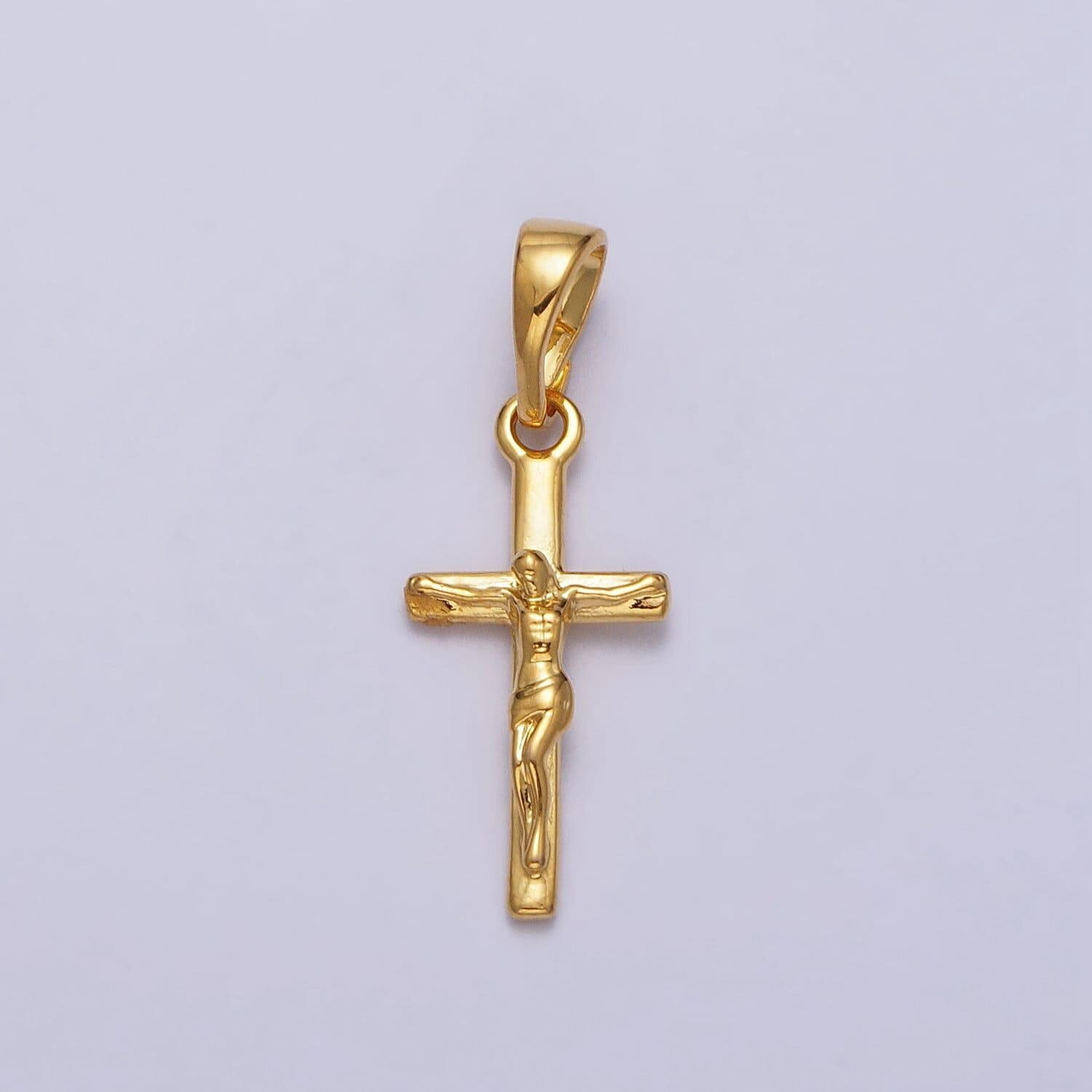 Dainty 24k gold filled cross pendant crucifix charm jesus on the cross for religious jewelry making catholic christian jewelry aa-021