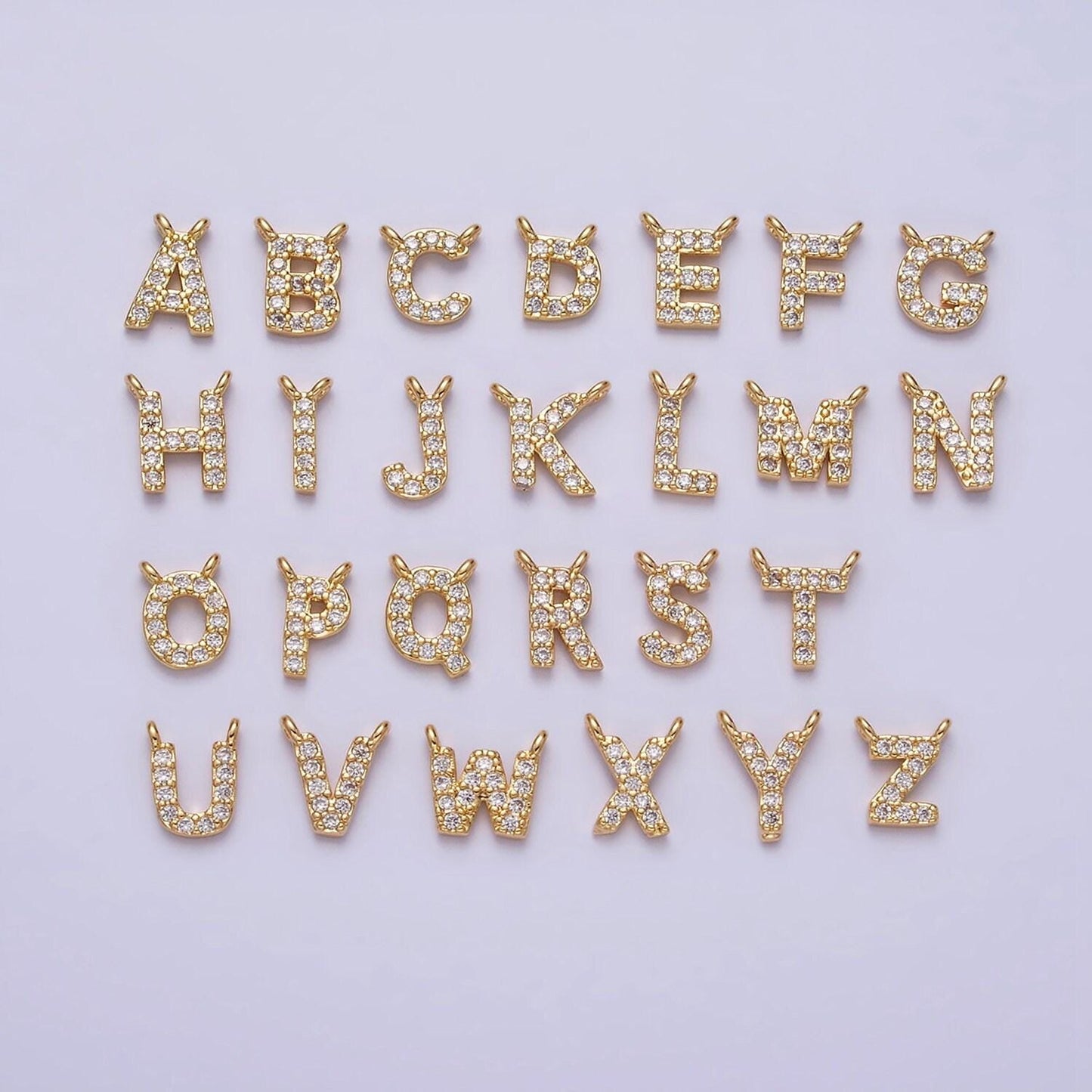 Cubic gold letter charms, personalized charm cz initial bracelet connector, mini pendant charms for necklace alphabet 9x6mm a585-a597