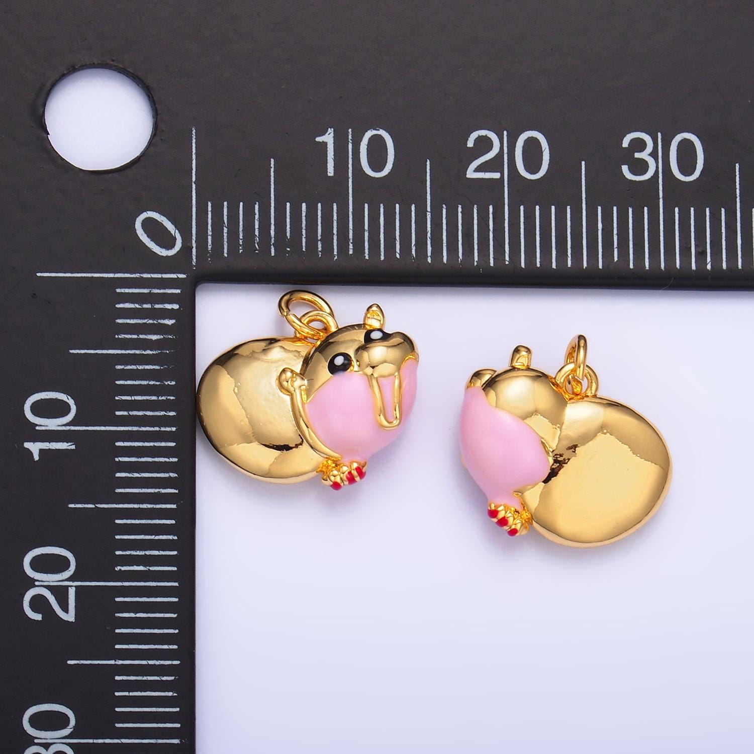 Mini Gold Hippopotamus Charm Cute Enamel Hippo Charm for Necklace or Bracelet, 3D Hippopotamus Pendant W242