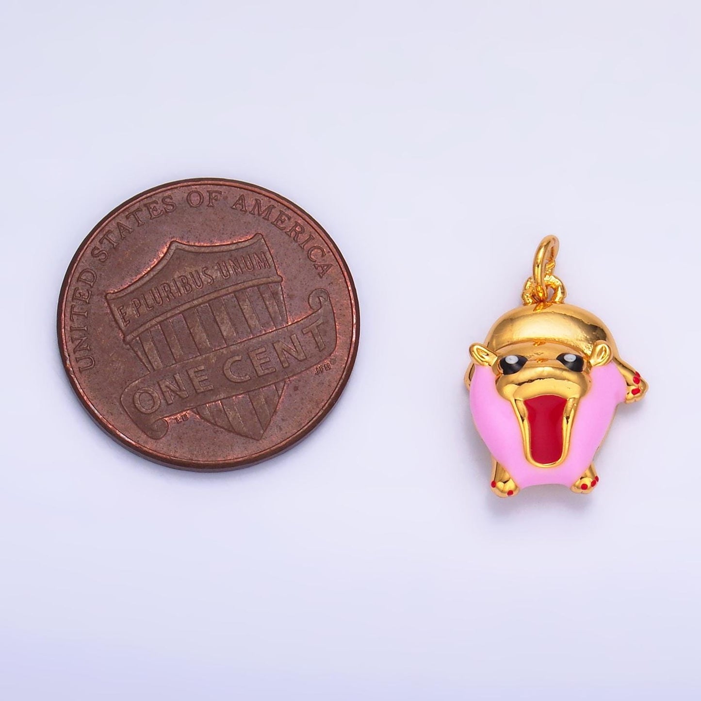 Mini Gold Hippopotamus Charm Cute Enamel Hippo Charm for Necklace or Bracelet, 3D Hippopotamus Pendant W243