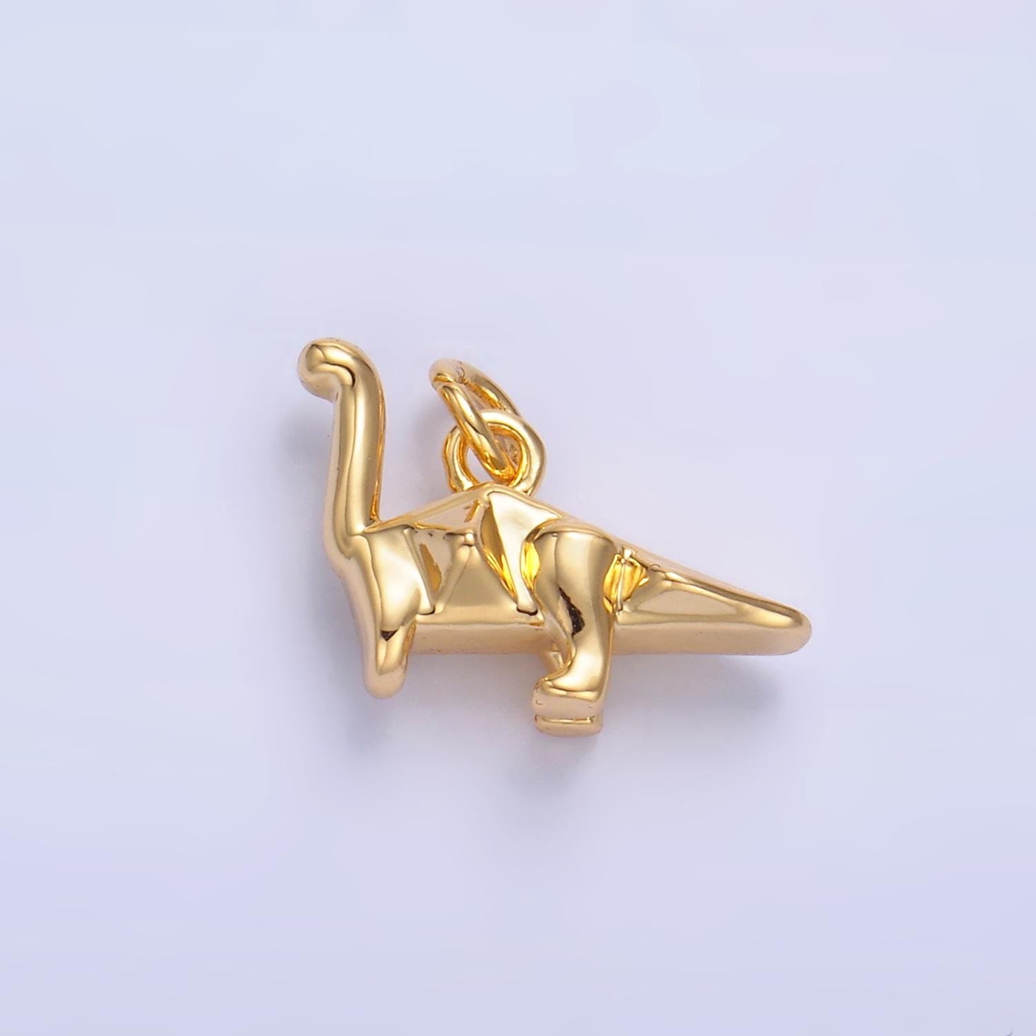 Gold Dinosaur Charm Necklace Brontosaurus Necklace Pendant Mini Dino Gold Filled Finding Gift Idea Cute Tiny Dinosaur Pendant