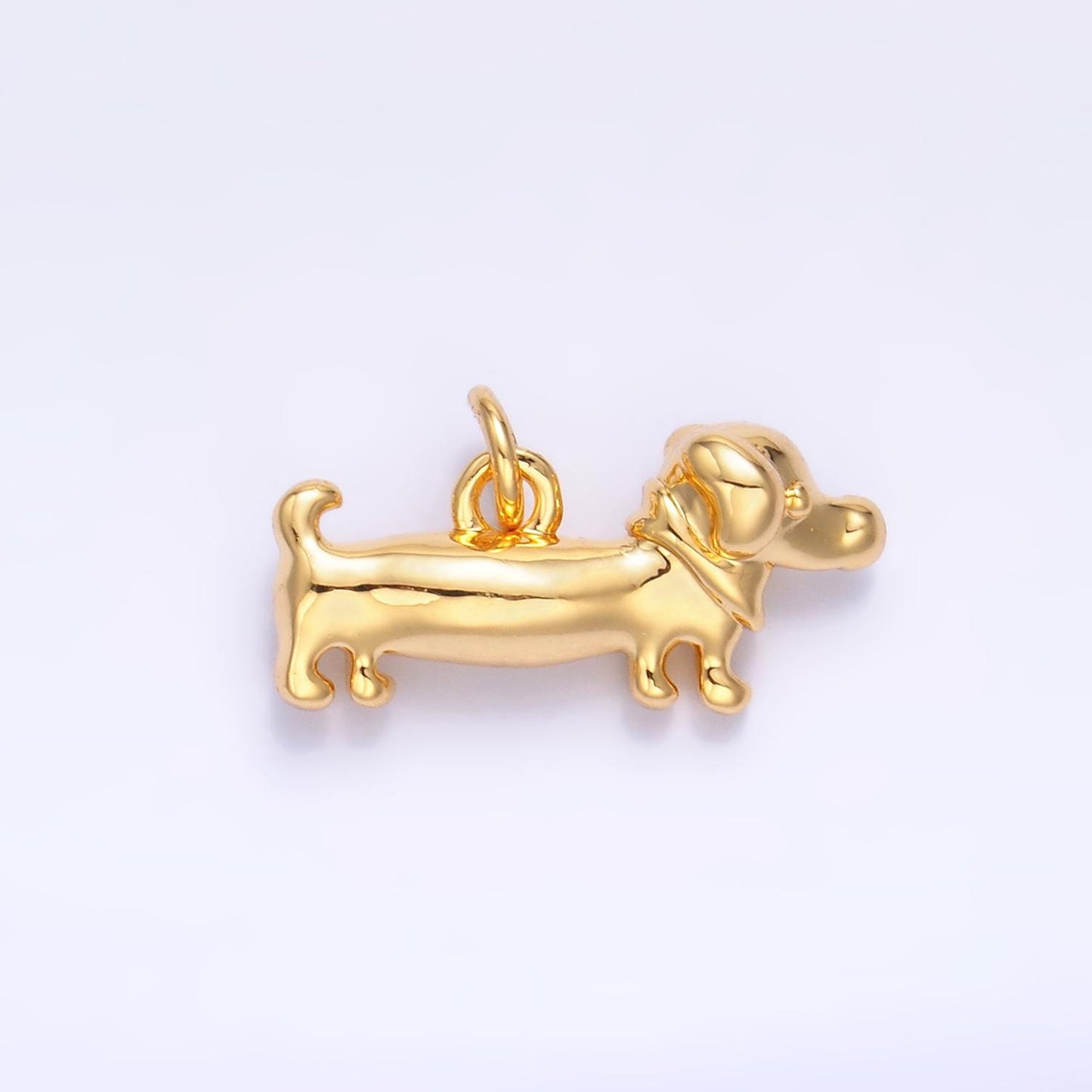 24K Gold Filled Weiner Dog Dachshund Charm 8x16mm Charm Silver Bracelet Necklace Pendant Animal Charms W349