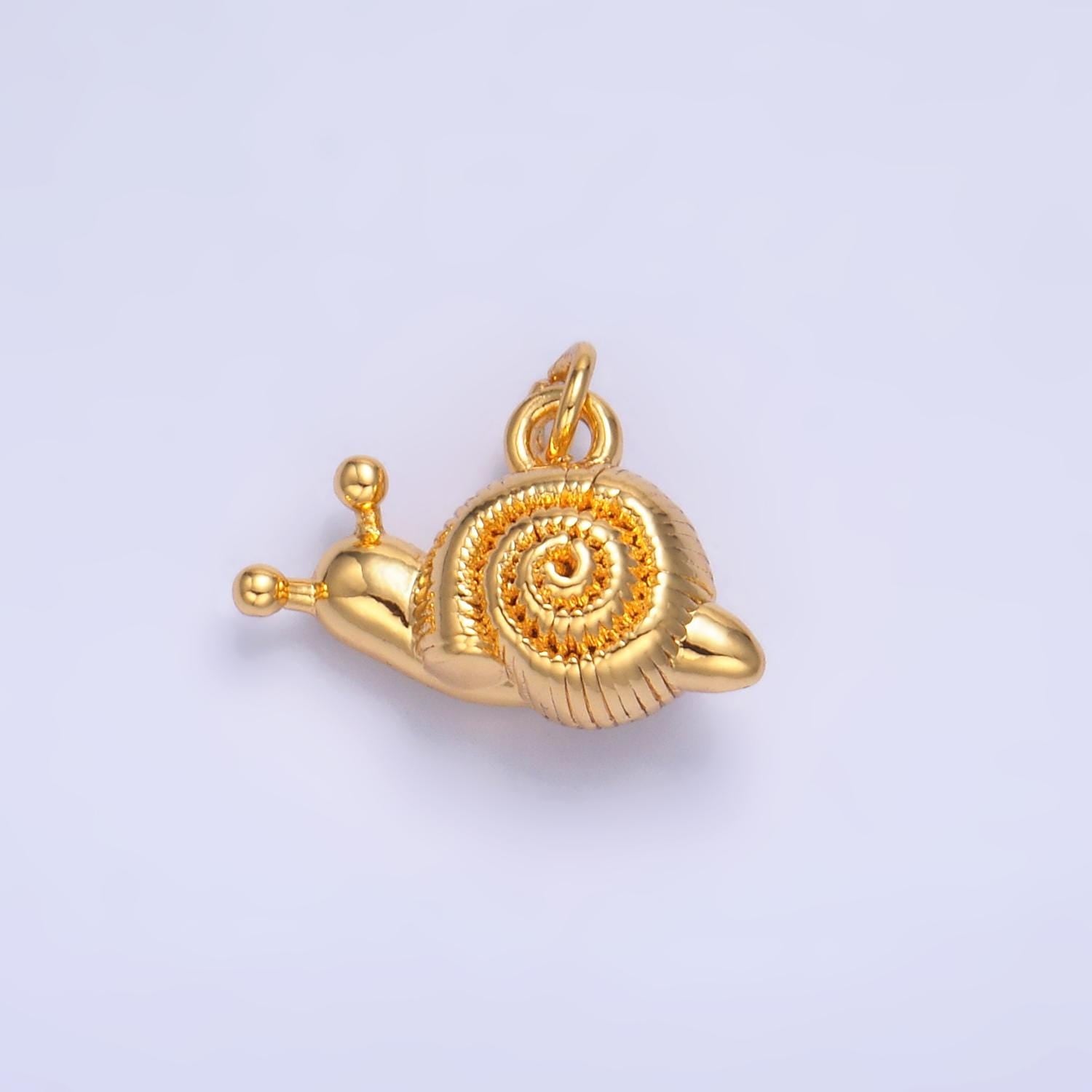 Mini 24K Gold Filled Snail Charm 10x16mm Snails Silver Bracelet Necklace Pendant Minimalist Animal Charms W348