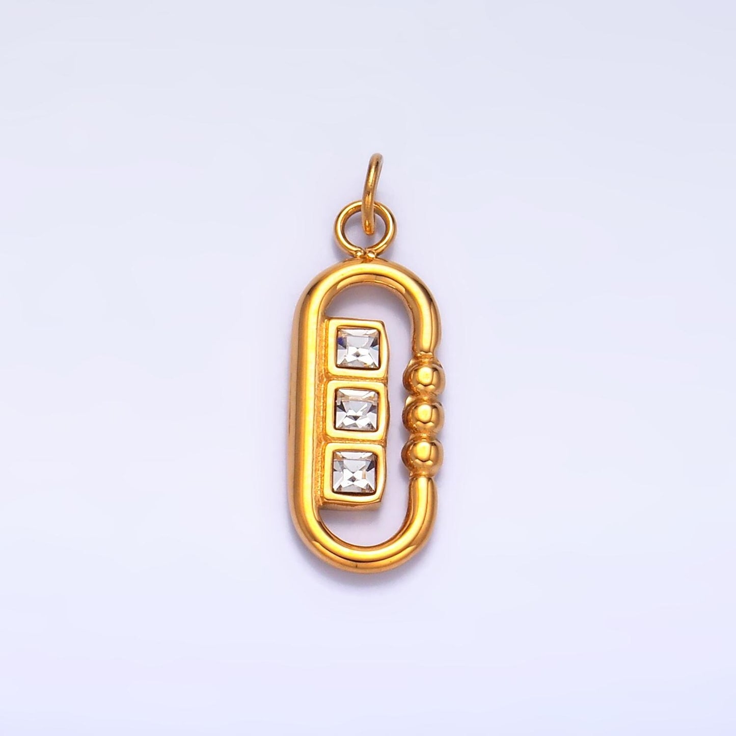 Gold Locket Lock stainless steel charm WITH cz Stone | P1270