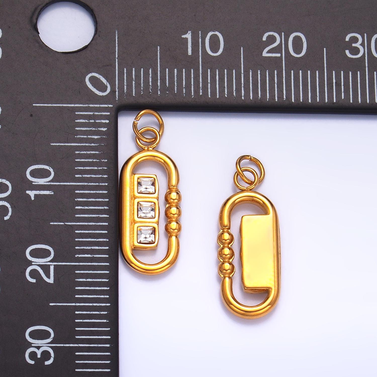 Gold Locket Lock stainless steel charm WITH cz Stone | P1270