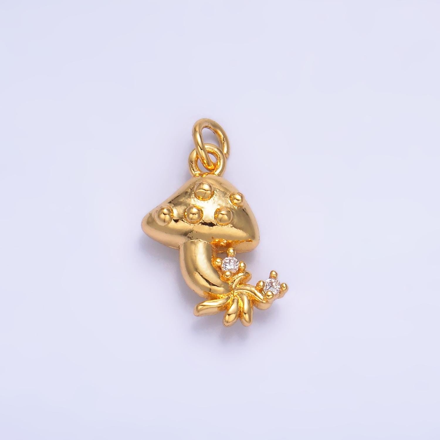 Mini Gold Mushroom Charms 24K Gold Filled Shroomie Pendant Charm Bracelet Necklace for DIY Jewelry Making Supply W355
