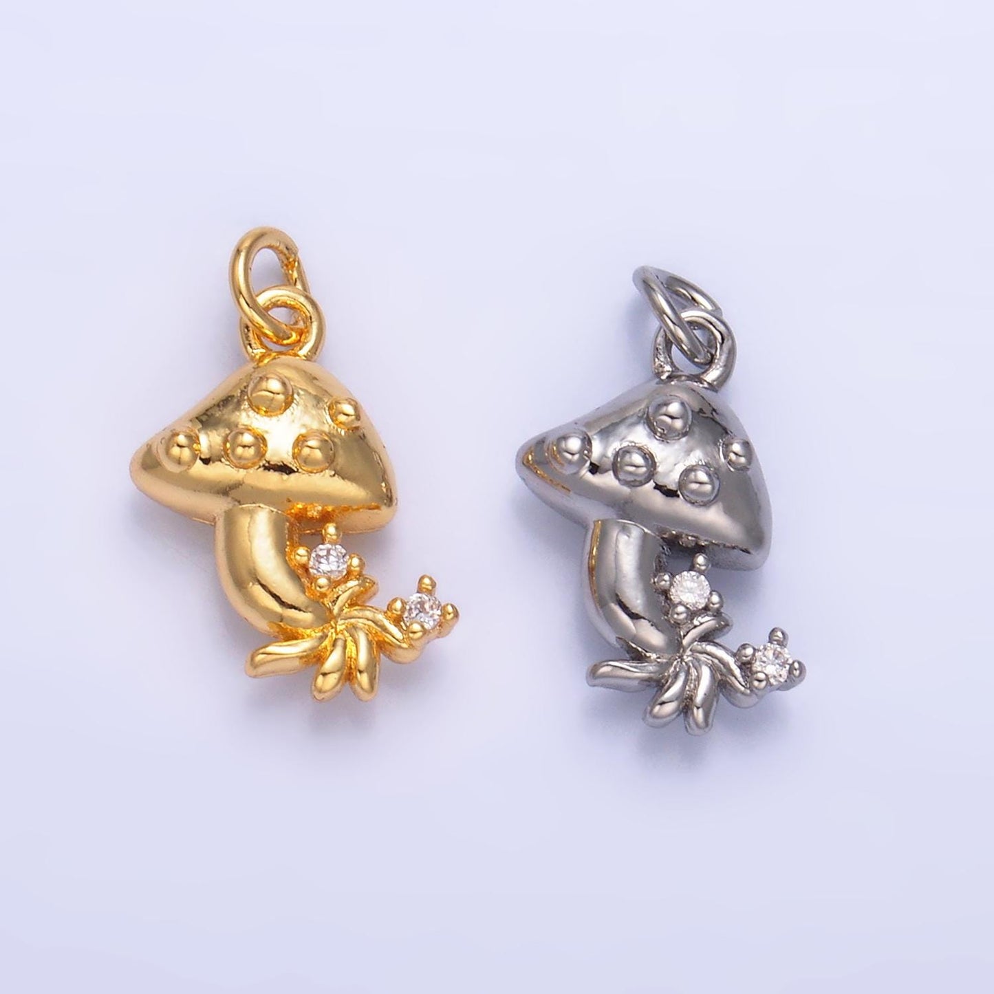 Mini Gold Mushroom Charms 24K Gold Filled Shroomie Pendant Charm Bracelet Necklace for DIY Jewelry Making Supply W355