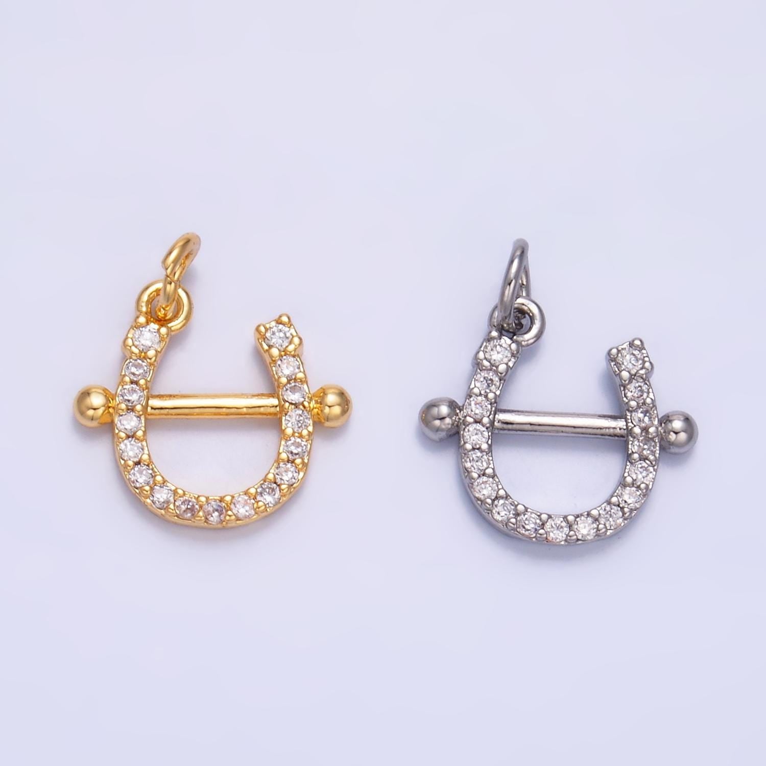 Mini Gold Horseshoe Charms 24K Gold Filled Lucky Pendant Charm Bracelet Necklace for DIY Jewelry Making Supply W375