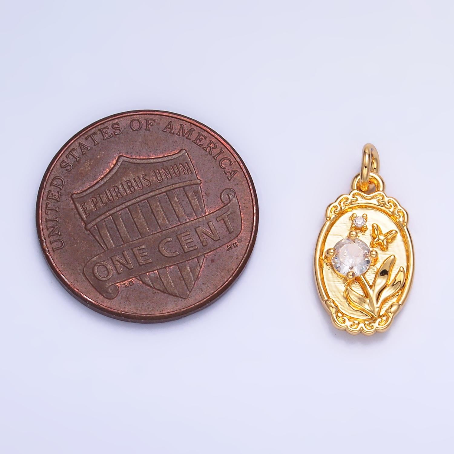 14K Gold Filled Molten Gold Sun Flower Charm Spring Garden Birth Flower Personalized Oval Charm | W383