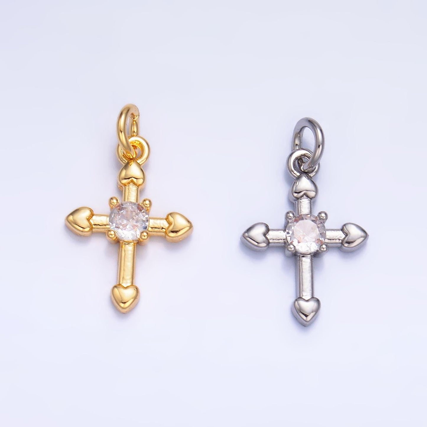 Mini Silver Cross Charms 24K Gold Filled Cross Religious Pendant Charm Bracelet Necklace for DIY Jewelry Making Supply W377