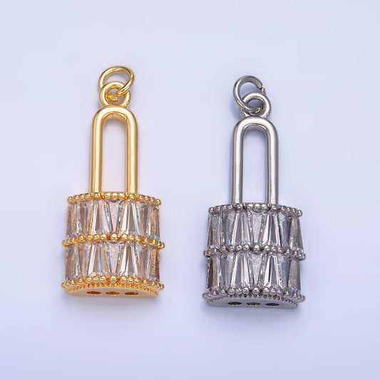 Mini Gold Padlock Charms 24K Gold Filled Marquise Lock Pendant Charm Bracelet Necklace for DIY Jewelry Making Supply W374