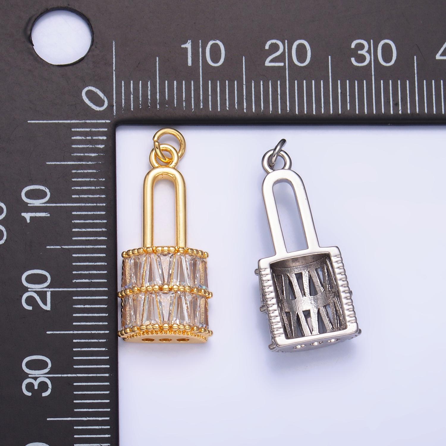 Mini Gold Padlock Charms 24K Gold Filled Marquise Lock Pendant Charm Bracelet Necklace for DIY Jewelry Making Supply W374