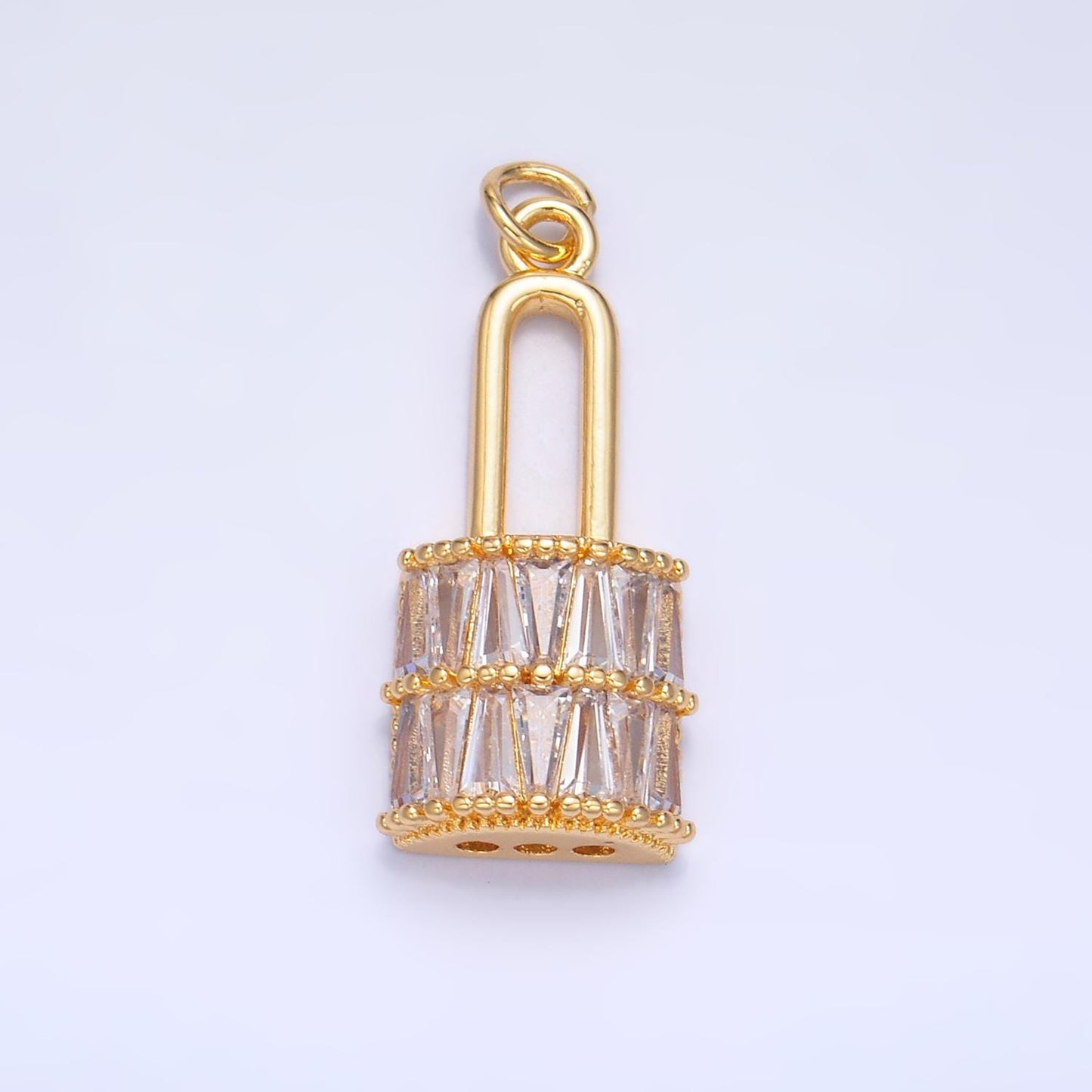 Mini Gold Padlock Charms 24K Gold Filled Marquise Lock Pendant Charm Bracelet Necklace for DIY Jewelry Making Supply W374
