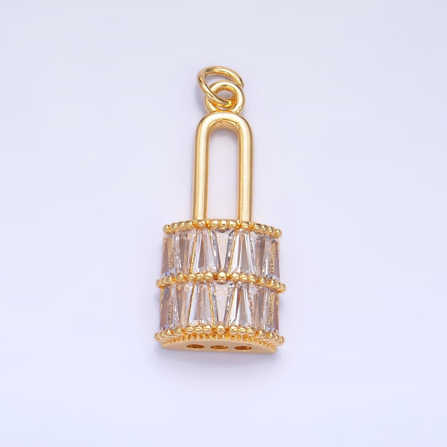 Mini Gold Padlock Charms 24K Gold Filled Marquise Lock Pendant Charm Bracelet Necklace for DIY Jewelry Making Supply W374
