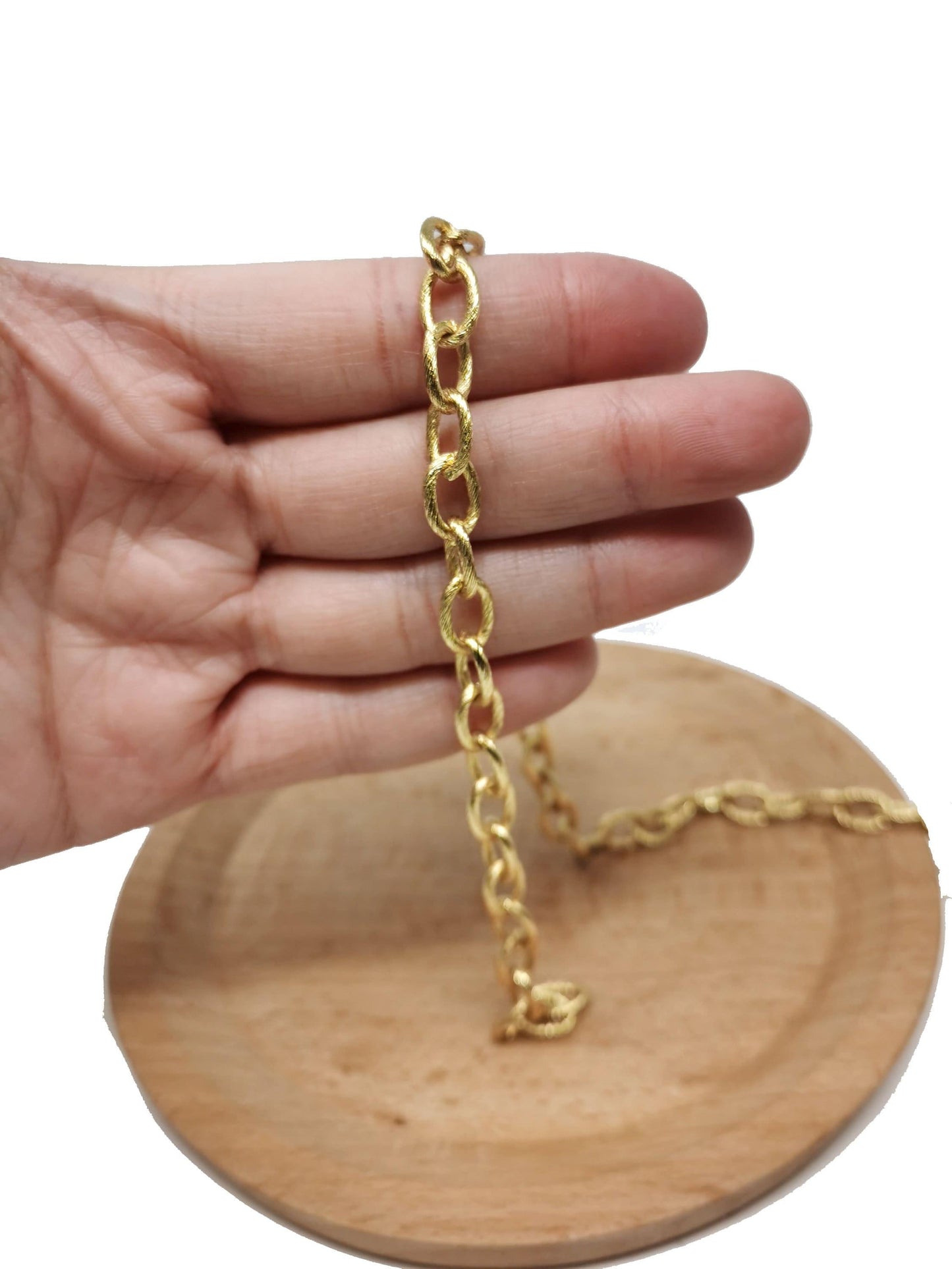 24k gold rolo cable chain by yard, oval link chain, wholesale bulk roll chain for jewelry making,thickness 1.5mm, 63