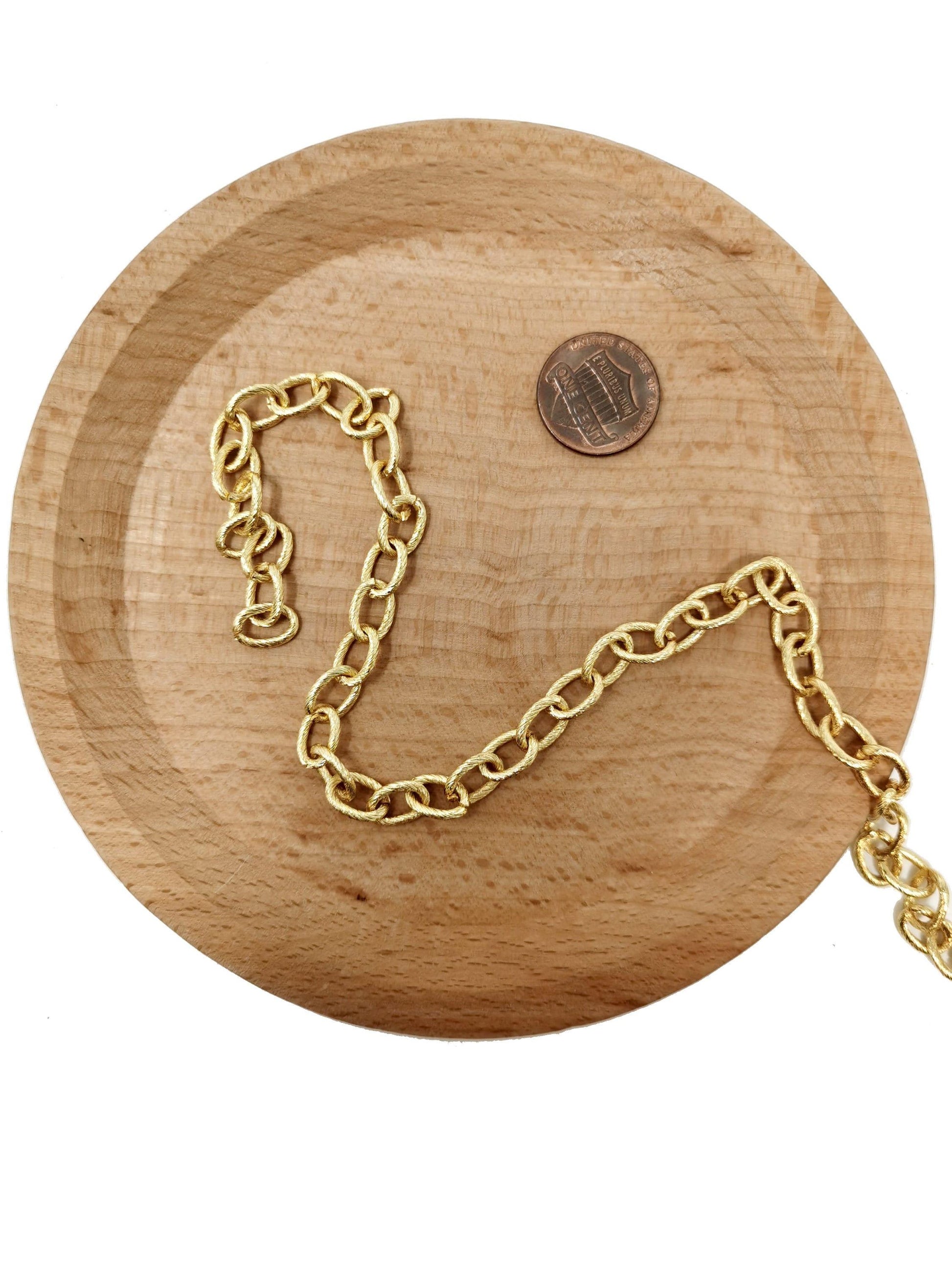 24k gold rolo cable chain by yard, oval link chain, wholesale bulk roll chain for jewelry making,thickness 1.5mm, 63