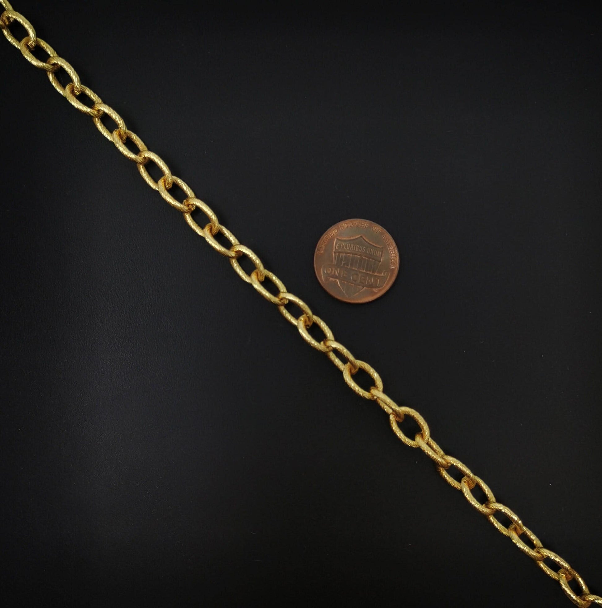 24k gold rolo cable chain by yard, oval link chain, wholesale bulk roll chain for jewelry making,thickness 1.5mm, 63