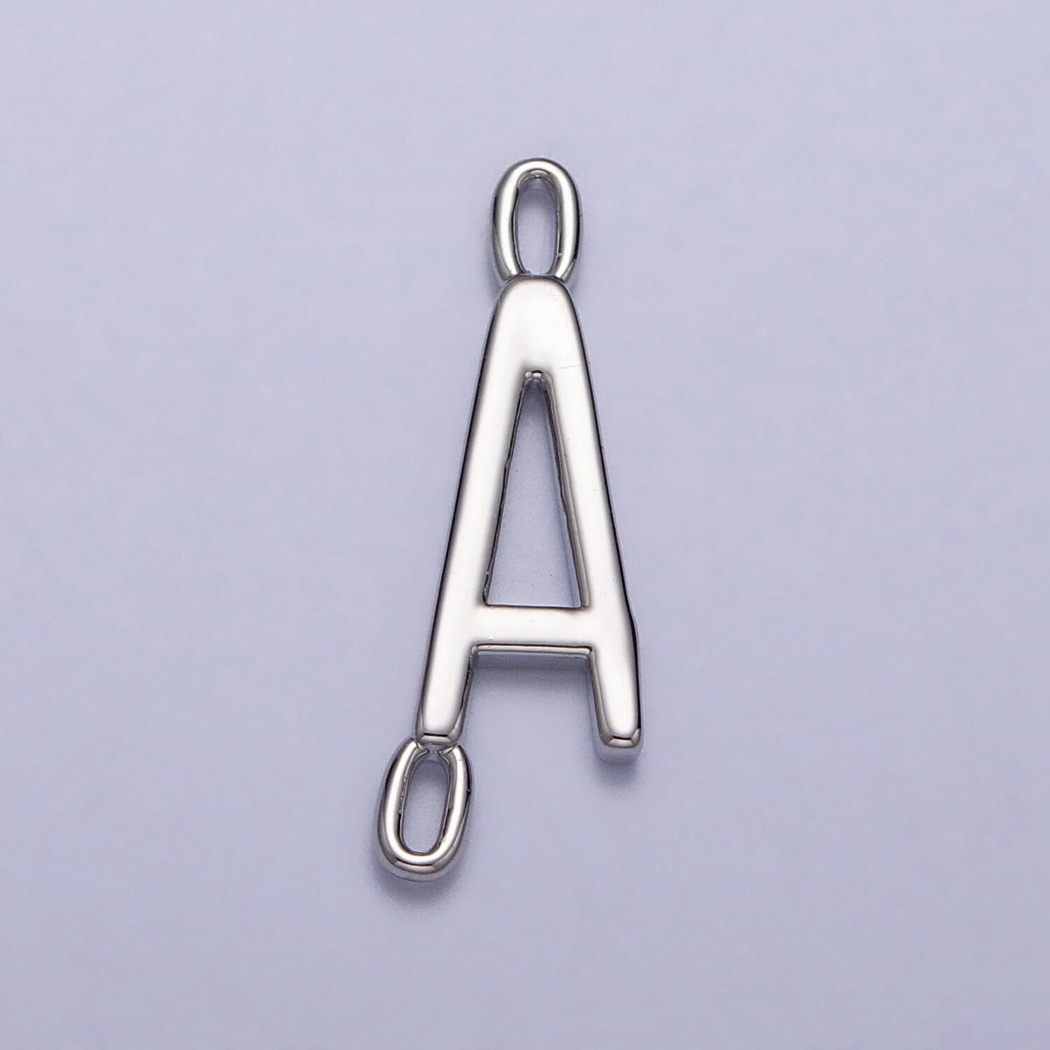 Dainty sideway initial charm connector silver letter dainty name necklace link connector for personalized jewelry supply bracelet necklace